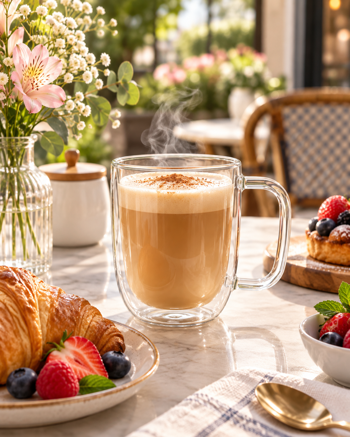 Taza grande de vidrio de doble pared con asa 500 ml