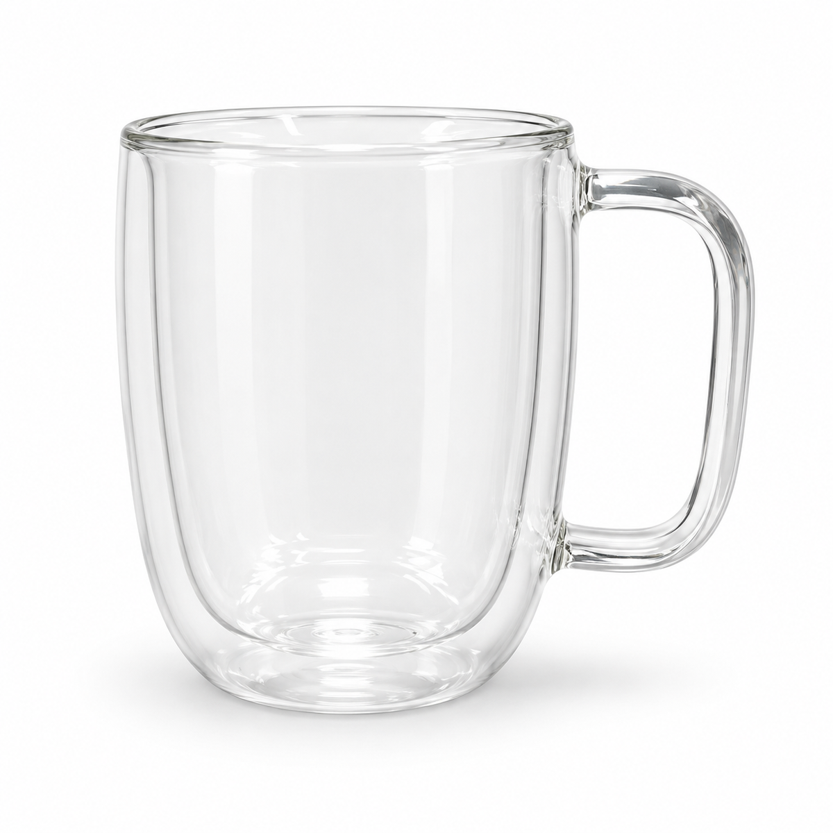 Taza grande de vidrio de doble pared con asa 500 ml