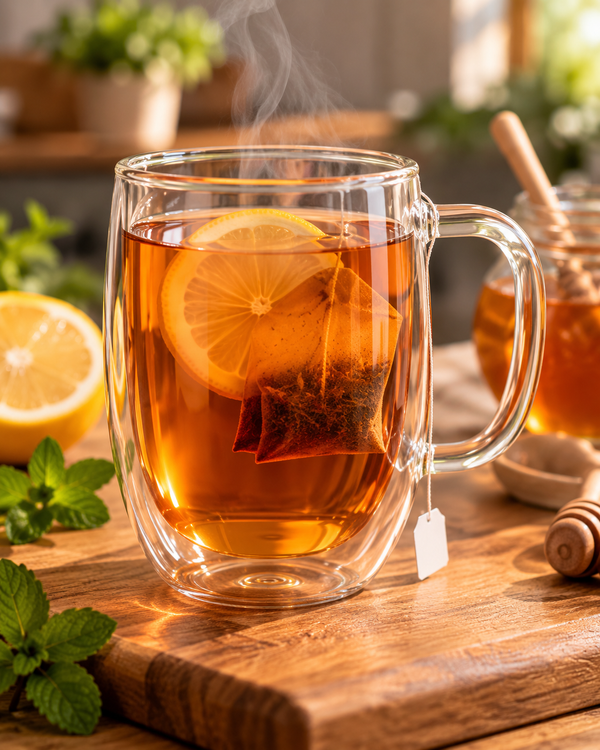 Taza de vidrio con asa 400 ml