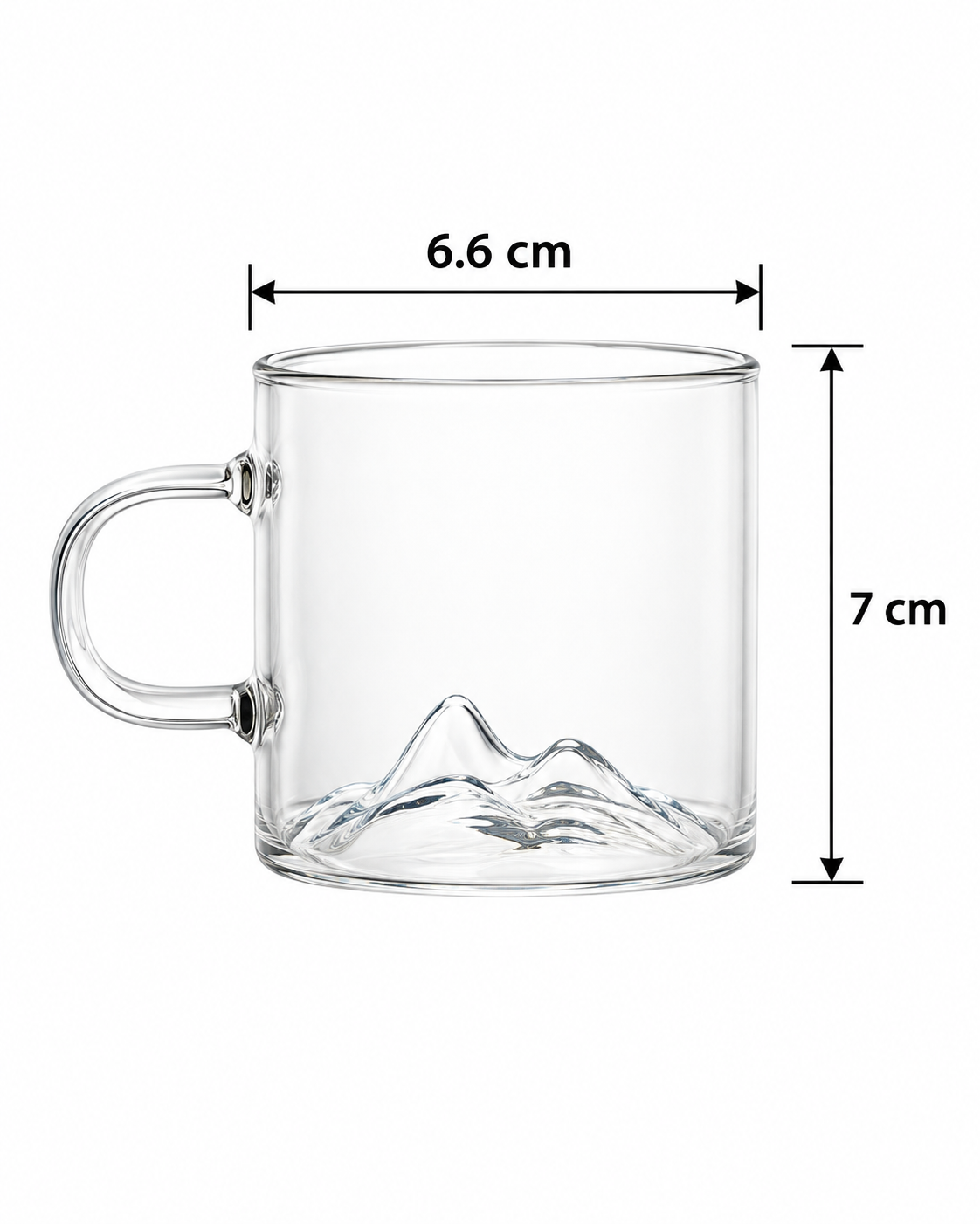 Medidas: Set de 6 tacitas de vidrio con relieve 100 ml