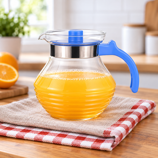 Jarra de vidrio con tapa y diseño acordeón 1.5 L