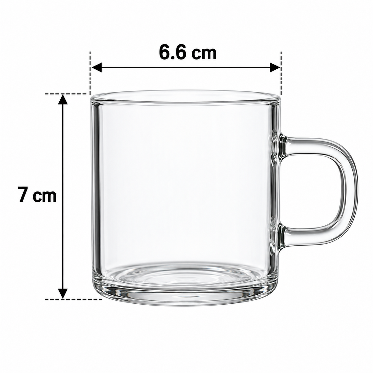 Medidas: Set de 6 tazas de vidrio para espresso 90 ml